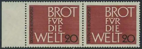 BUND 1962 Michel-Nummer 0389 postfrisch horiz.PAAR RAND links