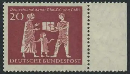 BUND 1963 Michel-Nummer 0390 postfrisch EINZELMARKE RAND rechts