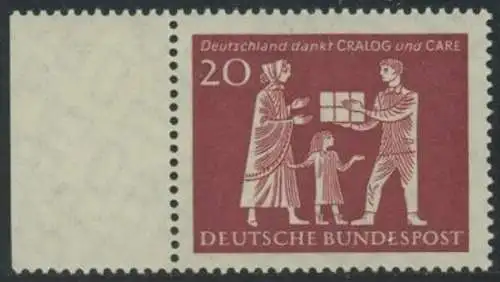 BUND 1963 Michel-Nummer 0390 postfrisch EINZELMARKE RAND links