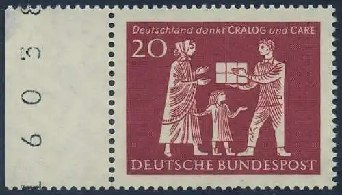 BUND 1963 Michel-Nummer 0390 postfrisch EINZELMARKE RAND links (a/BZ)