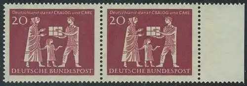 BUND 1963 Michel-Nummer 0390 postfrisch horiz.PAAR RAND rechts