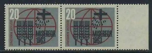 BUND 1963 Michel-Nummer 0391 postfrisch horiz.PAAR RAND rechts