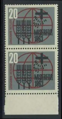 BUND 1963 Michel-Nummer 0391 postfrisch vert.PAAR RAND unten