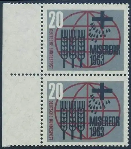 BUND 1963 Michel-Nummer 0391 postfrisch vert.PAAR RAND links