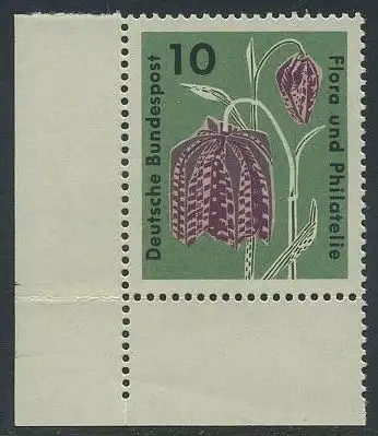 BUND 1963 Michel-Nummer 0392 postfrisch EINZELMARKE ECKRAND unten links