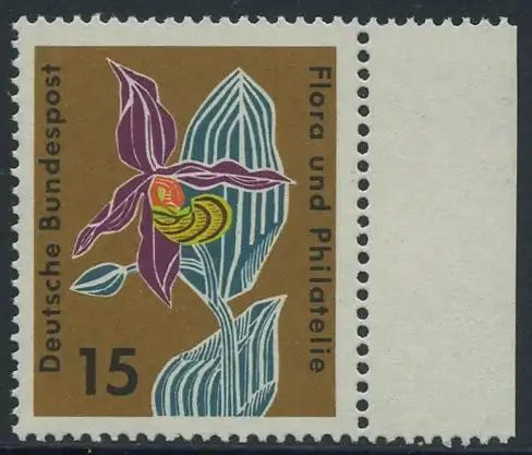 BUND 1963 Michel-Nummer 0393 postfrisch EINZELMARKE RAND rechts