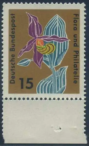 BUND 1963 Michel-Nummer 0393 postfrisch EINZELMARKE RAND unten