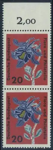 BUND 1963 Michel-Nummer 0394 postfrisch vert.PAAR RAND oben