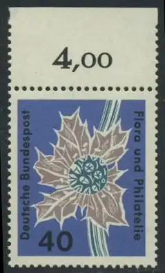 BUND 1963 Michel-Nummer 0395 postfrisch EINZELMARKE RAND oben