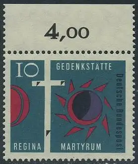 BUND 1963 Michel-Nummer 0397 postfrisch EINZELMARKE RAND oben (c)