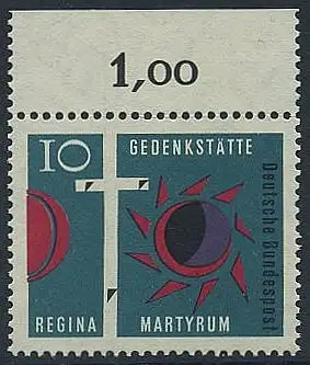 BUND 1963 Michel-Nummer 0397 postfrisch EINZELMARKE RAND oben (a)