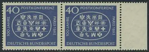 BUND 1963 Michel-Nummer 0398 postfrisch horiz.PAAR RAND rechts