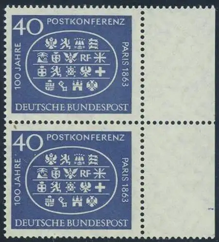 BUND 1963 Michel-Nummer 0398 postfrisch vert.PAAR RAND rechts