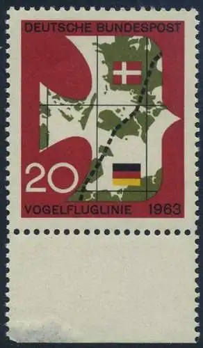 BUND 1963 Michel-Nummer 0399 postfrisch EINZELMARKE RAND unten