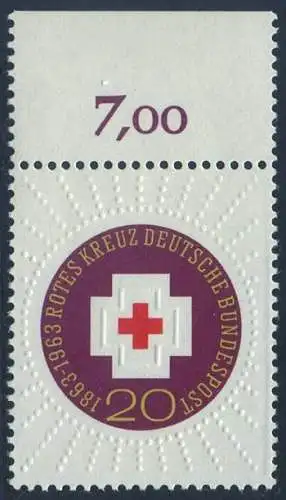 BUND 1963 Michel-Nummer 0400 postfrisch EINZELMARKE RAND oben (c)