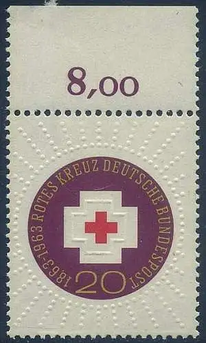 BUND 1963 Michel-Nummer 0400 postfrisch EINZELMARKE RAND oben (d)