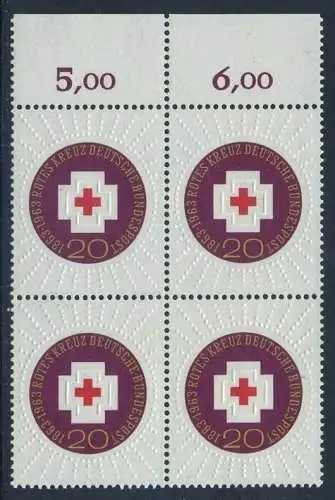 BUND 1963 Michel-Nummer 0400 postfrisch BLOCK RÄNDER oben (a)