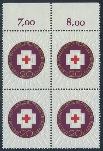 BUND 1963 Michel-Nummer 0400 postfrisch BLOCK RÄNDER oben (b)