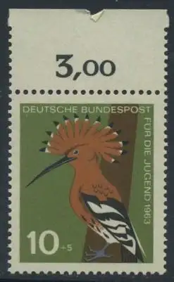 BUND 1963 Michel-Nummer 0401 postfrisch EINZELMARKE RAND oben