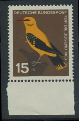 BUND 1963 Michel-Nummer 0402 postfrisch EINZELMARKE RAND unten