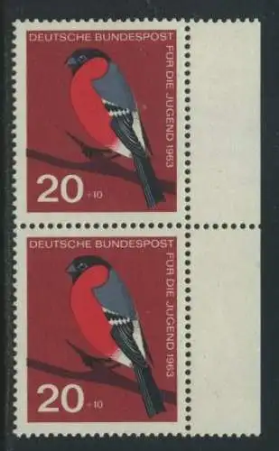 BUND 1963 Michel-Nummer 0403 postfrisch vert.PAAR RAND rechts