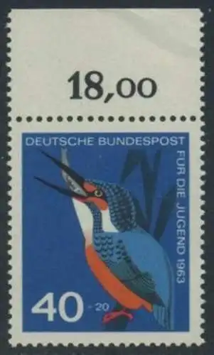 BUND 1963 Michel-Nummer 0404 postfrisch EINZELMARKE RAND oben