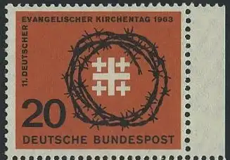 BUND 1963 Michel-Nummer 0405 postfrisch EINZELMARKE RAND rechts