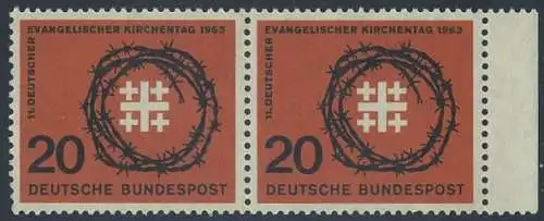 BUND 1963 Michel-Nummer 0405 postfrisch horiz.PAAR RAND rechts
