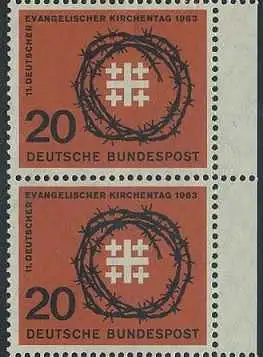 BUND 1963 Michel-Nummer 0405 postfrisch vert.PAAR RAND rechts