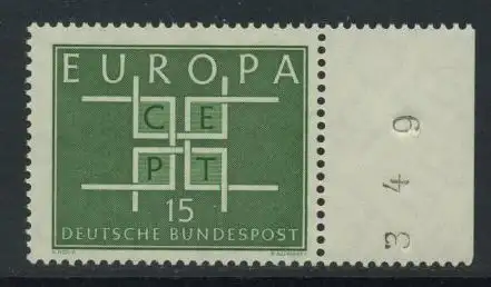 BUND 1963 Michel-Nummer 0406 postfrisch EINZELMARKE RAND rechts (BZ)