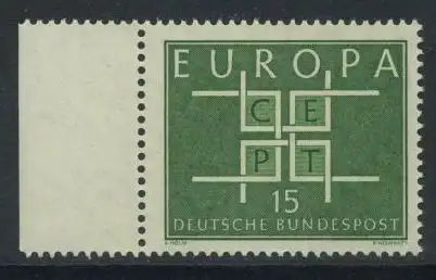 BUND 1963 Michel-Nummer 0406 postfrisch EINZELMARKE RAND links