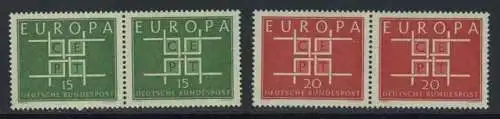 BUND 1963 Michel-Nummer 0406-0407 postfrisch SATZ(2) horiz.PAARE