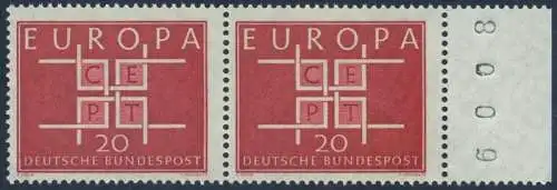 BUND 1963 Michel-Nummer 0407 postfrisch horiz.PAAR RAND rechts (BZ)