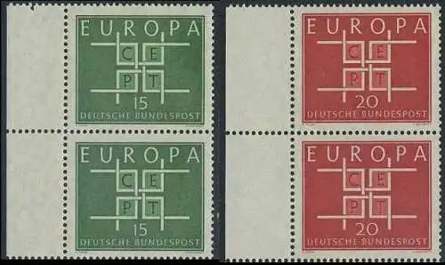 BUND 1963 Michel-Nummer 0406-0407 postfrisch SATZ(2) vert.PAARE RÄNDER links