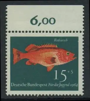 BUND 1964 Michel-Nummer 0413 postfrisch EINZELMARKE RAND oben