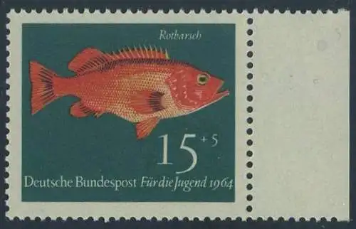 BUND 1964 Michel-Nummer 0413 postfrisch EINZELMARKE RAND rechts