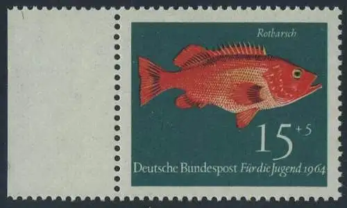 BUND 1964 Michel-Nummer 0413 postfrisch EINZELMARKE RAND links