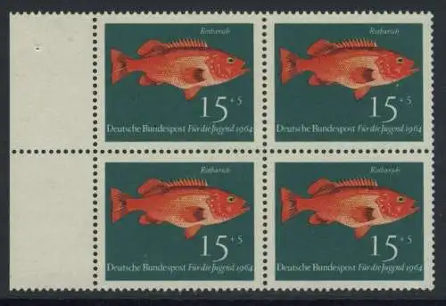 BUND 1964 Michel-Nummer 0413 postfrisch BLOCK RÄNDER links