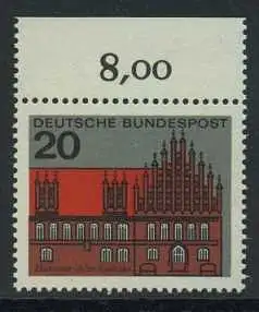 BUND 1964 Michel-Nummer 0416 postfrisch EINZELMARKE RAND oben (c)