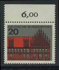 BUND 1964 Michel-Nummer 0416 postfrisch EINZELMARKE RAND oben (b)