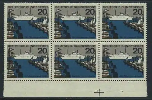BUND 1964 Michel-Nummer 0418 postfrisch horiz.BLOCK(6) RÄNDER unten
