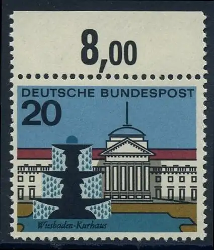 BUND 1964 Michel-Nummer 0420 postfrisch EINZELMARKE RAND oben (b)