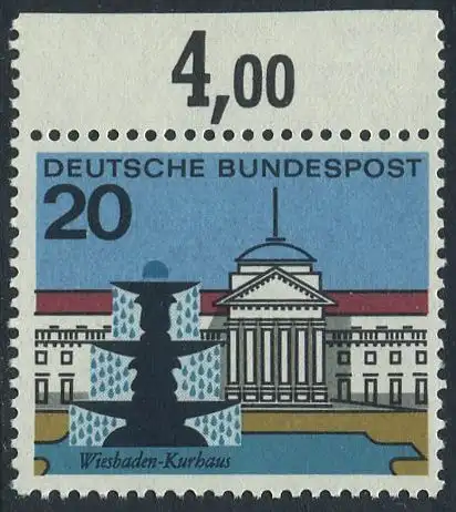 BUND 1964 Michel-Nummer 0420 postfrisch EINZELMARKE RAND oben (a)