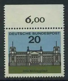 BUND 1964 Michel-Nummer 0421 postfrisch EINZELMARKE RAND oben (b)