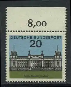 BUND 1964 Michel-Nummer 0421 postfrisch EINZELMARKE RAND oben (c)