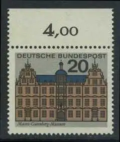 BUND 1964 Michel-Nummer 0422 postfrisch EINZELMARKE RAND oben (a)