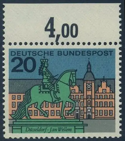 BUND 1964 Michel-Nummer 0423 postfrisch EINZELMARKE RAND oben
