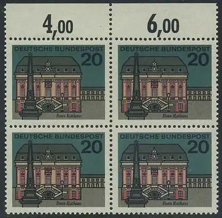 BUND 1964 Michel-Nummer 0424 postfrisch BLOCK RÄNDER oben