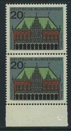 BUND 1964 Michel-Nummer 0425 postfrisch vert.PAAR RAND unten