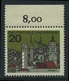 BUND 1964 Michel-Nummer 0426 postfrisch EINZELMARKE RAND oben (c)